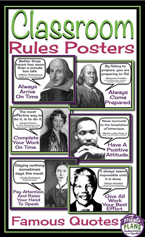 Classes struggle, some classes triumph, others are eliminated. CLASSROOM RULES POSTERS: Back-To-School Rules Posters Using Famous Quotes | Classroom rules ...