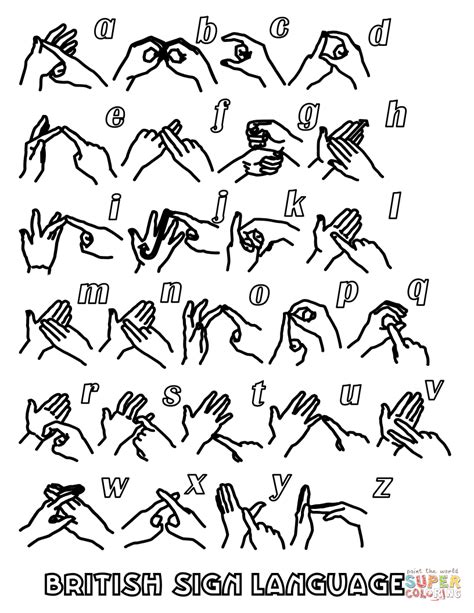 Coloriage - Set de l'alphabet anglais en langue des signes ...