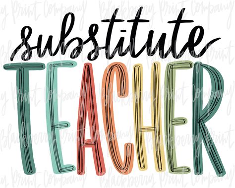 Substitute Teacher Png Sublimation Printable Etsy