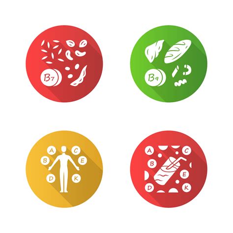 Vitamins Color Icons Set B1 B9 Natural Food Source Vitamin Complex
