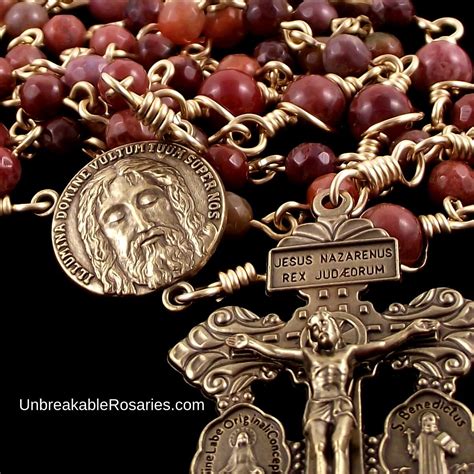 Bronze Holy Face Of Jesus Rosary Beads In Portuguese Agate Etsy