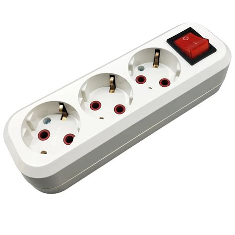 Eu Outlet Power 3 Slot Extension Socket With Switch 250v 16a Adapter