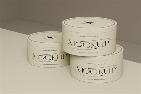 3 Round Cardboard Boxes Psd Mockup Design Cuts