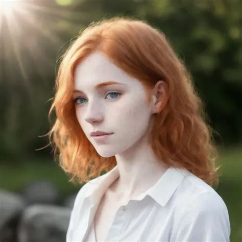 Portrait Of Ginger Pale Skin Freckled Young Skinny W