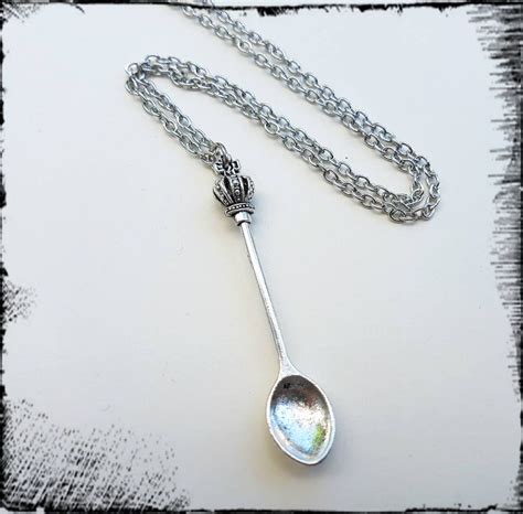 Spoon Necklace Antique Silver Charm On Chain Spoon With