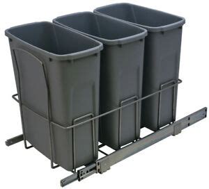 These kitchen trash cans slide discreetly into a cabinet, allowing for concealment of garbage and keeping it away from pets. Kitchen Cabinet Waste container pull out 3 Garbage can ...