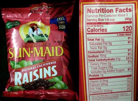 The Added Sugars Line On Sun Maid Natural California Raisins Lets Consumers Know That None Of