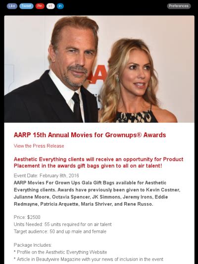 Join movies for grownups this friday, dec. Product Placement at the AARP Movies for Grownups Award ...