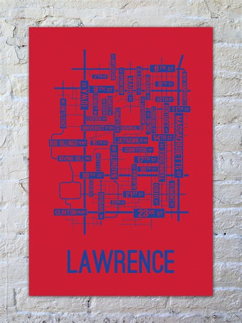 Lawrence Kansas Street Map Screen Print Street Map Map