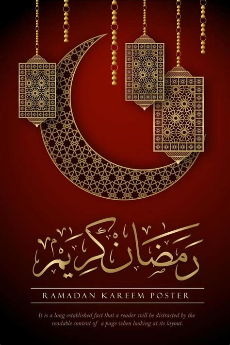 Ramadan Kareem Poster With Ornate Elements On Red 833984 Vector Art At