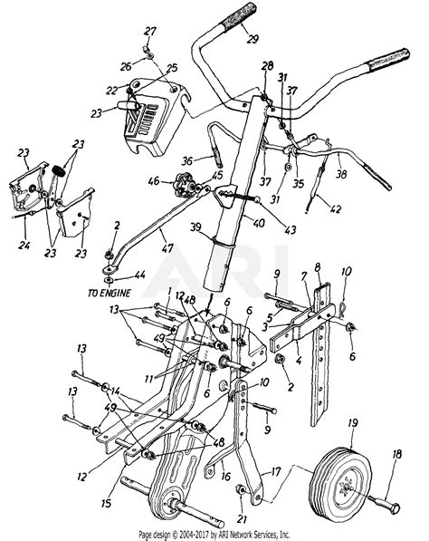 Mtd 213 340 190 Roto Boss 1993 Parts Diagram For Handle Assembly