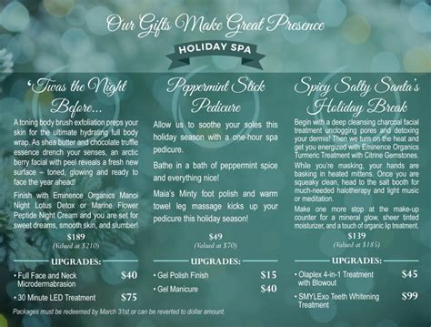 holiday spa packages maia salon spa and wellness