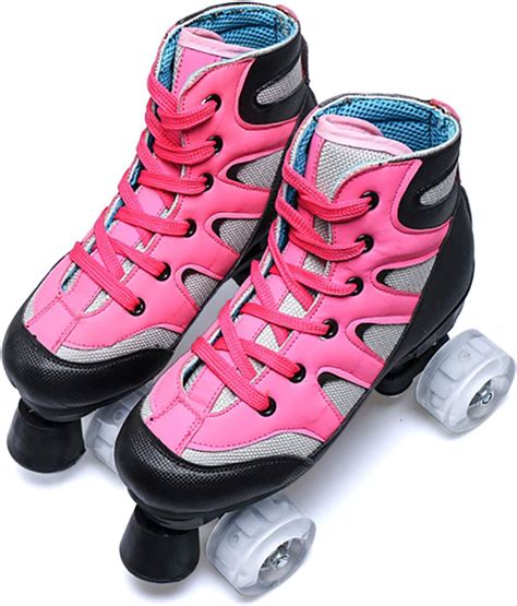 Zdhy Roller Skates Outdoor Skating Shoes 4 Wheel Pink 34 44