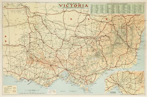 Road Map Of Victoria Including Southern Nsw And Canberra Antique