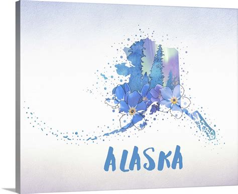 Alaska State Flower Forget Me Not Wall Art Canvas Prints Framed