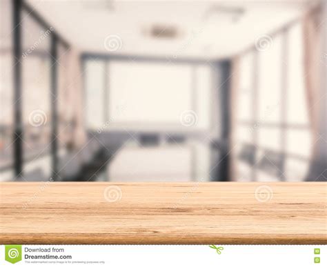 Wooden Desk With Office Background Stock Photo Image Of