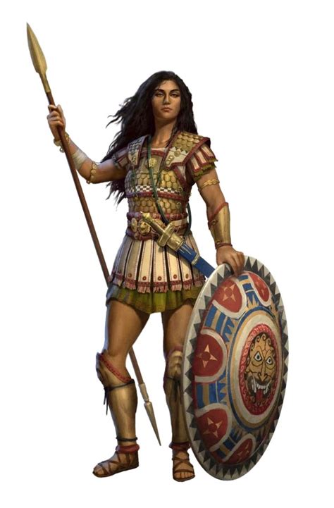 Female Human Fighter Spear And Shield Pathfinder Pfrpg Dnd Dandd 35 5e