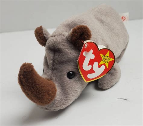 Spike The Rhino Ty Beanie Baby Rare With Tag Errors Plush Toy Vgf
