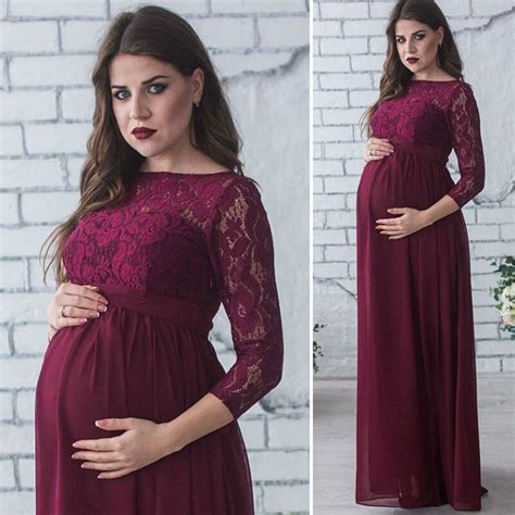 Pudcoco Pregnant Women S Lace Maternity Dress Maxi Photography
