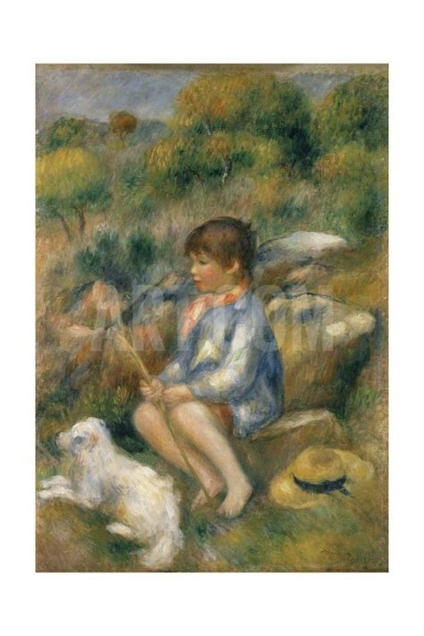 Young Boy With His Dog By A Brook 1890 Giclee Print Pierre Auguste