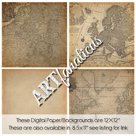 Antique Maps 12x12 Digital Papers Antique Sepia Maps Etsy