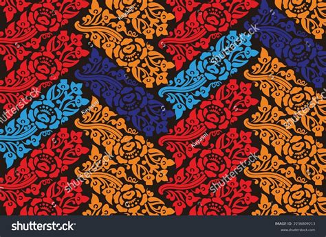 Indonesian Geometric Batik Motifs Balinese Flower Stock Vector Royalty