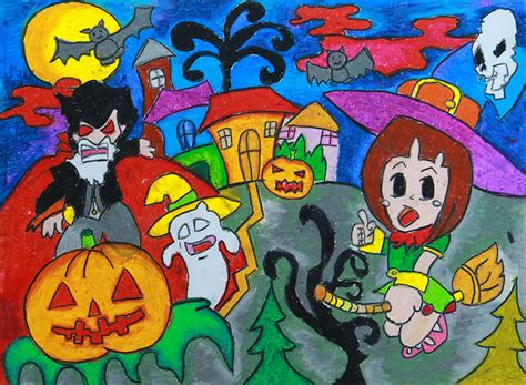 Tổng hợp hình vẽ đề tài lễ hội Halloween lớp 9 đẹp nhất 2020