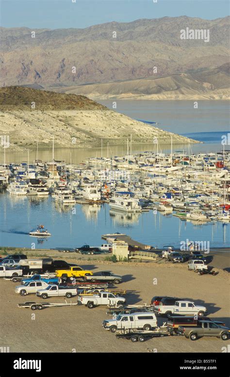 Boats At Lake Mead Marina At Lake Mead Near Las Vegas Nevada Usa Stock