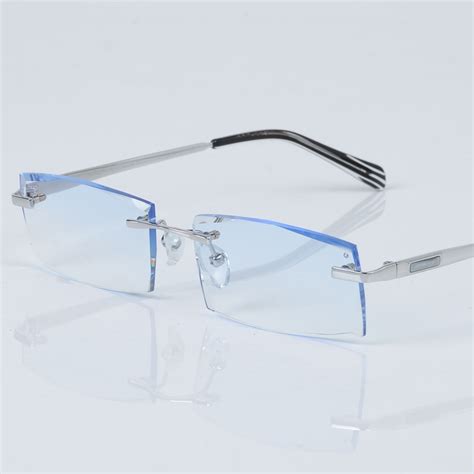 2017 men s pure titanium myopia glasses diamond trimming rimless glasses balancing light
