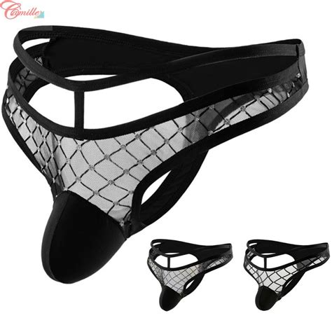 Sexy Men See Through Thong Underwear Mesh Pouch G String Short Lingerie