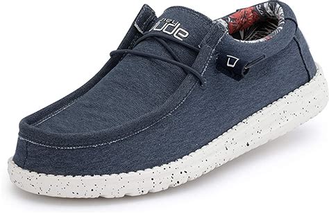hey dude wally stretch casual men s shoes color blue lightweight comfort ergonomic