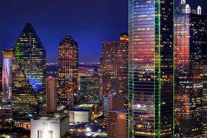 Dallas Downtown Night Texas Street Lights Usa