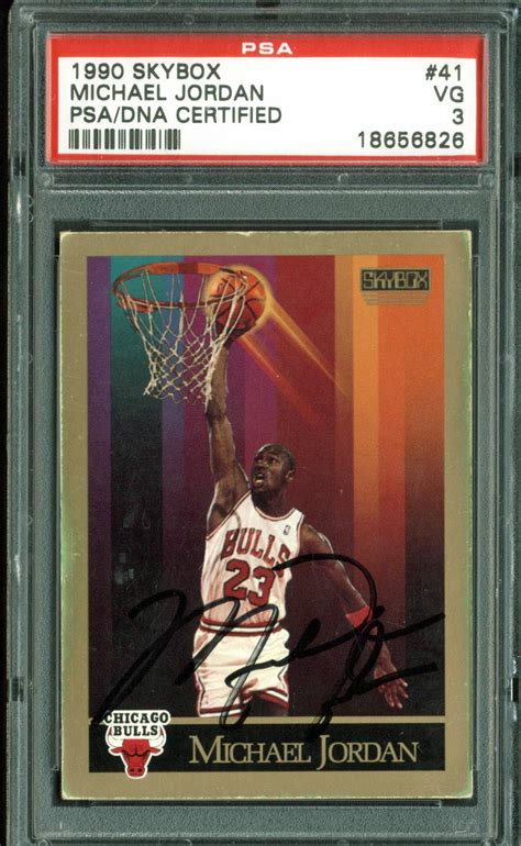 The design of the the card set is instantly recognizable and is fairly straightforward overall. Lot Detail - Michael Jordan Signed 1990 Skybox #41 Basketball Card (PSA/DNA Encapsulated)