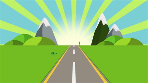 Ride Through A Cartoon Desert Seamless Loop Animated Road On A Sunset