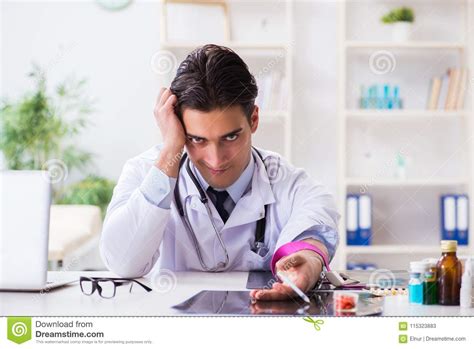 The Doctor Drug Addict In The Hospital Stock Image Image Of Long