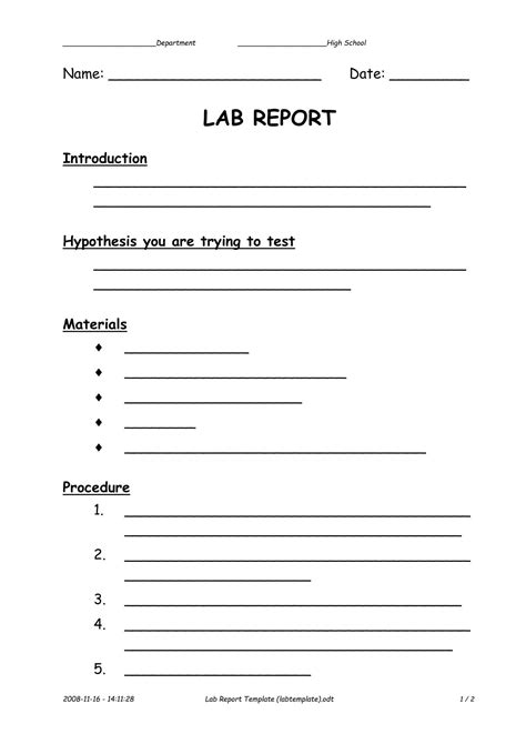 Free Printable Lab Report Templates Ace Your Scientific Research