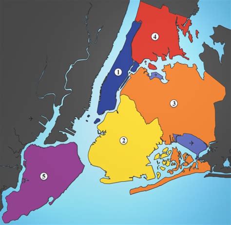 ♥ The Five Boroughs Of New York City Map