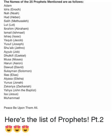 Related to 25 prophets of islam. The Names of the 25 Prophets Mentioned Are as Follows Adam ...
