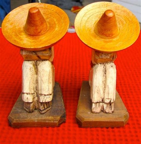 Vintage Mexican Figurines Wooden Sleeping Men Under By Weirdmary