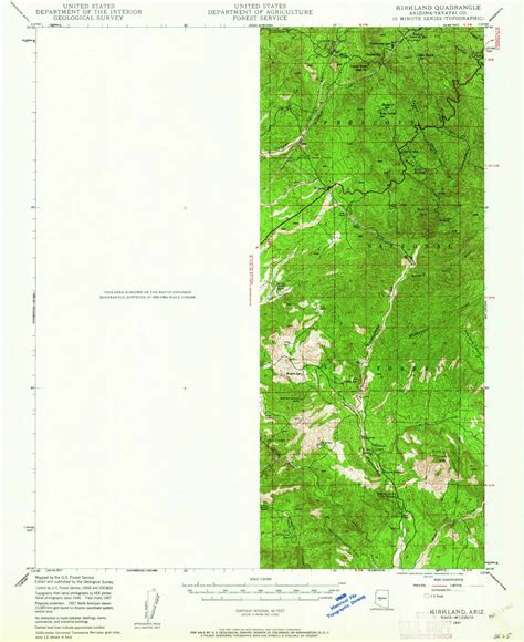 Kirkland Arizona 1947 1962 Usgs Old Topo Map Reprint 15x15 Az Quad