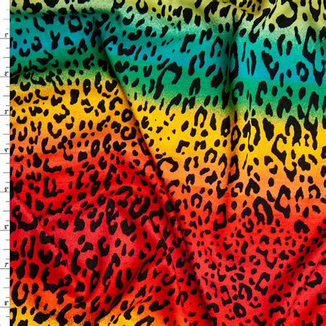 Cali Fabrics Cheetah Print on Red, Yellow, and Teal Ombre Rainbow 