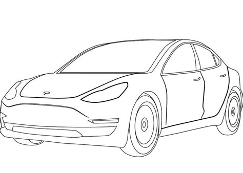 Tesla Model Coloring Pages Draw Car Electric Cars Drawcarz Sketch