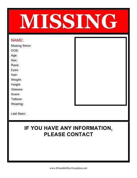 41 Printable Missing Poster Templates (Flyers & Signs)
