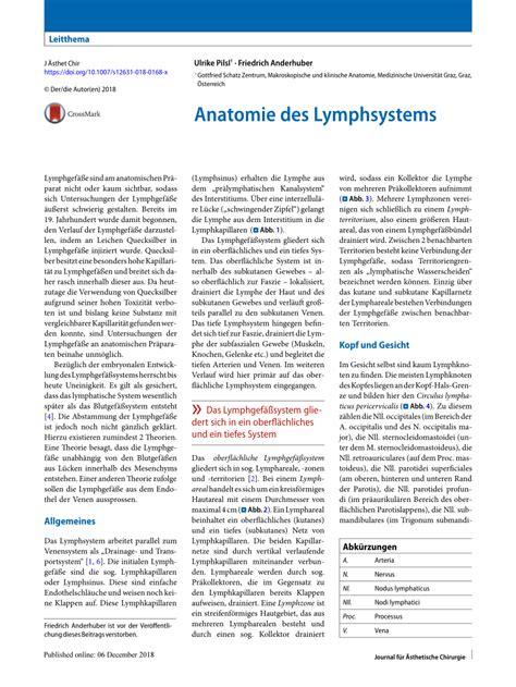 Die anatomie des menschen der menschliche körper stellt ein with the exception of the central nervous system (cns), lymph nodes may be found in every area of the body. (PDF) Anatomie des Lymphsystems