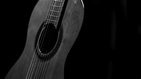 Download Wallpaper 1366x768 Guitar Musical Instrument Dark Bw Tablet