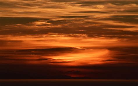 Download Wallpaper 3840x2400 Sunset Horizon Sea Clouds Dark