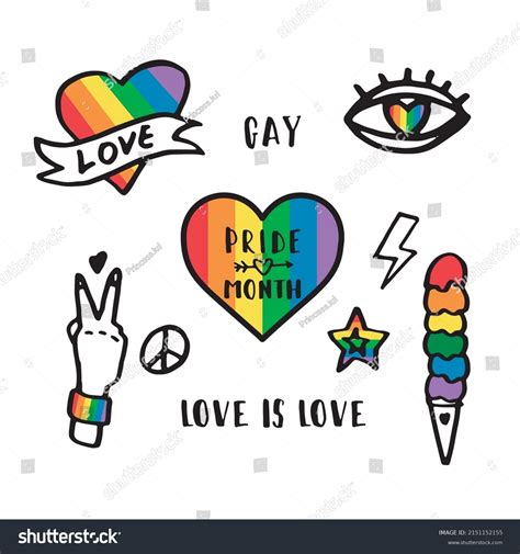 Lgbt Sticker Doodle Set Month Pride Stock Vector Royalty Free