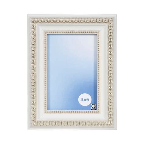 Mainstays 4 X 6 Ornate Decorative Tabletop Picture Frame White With