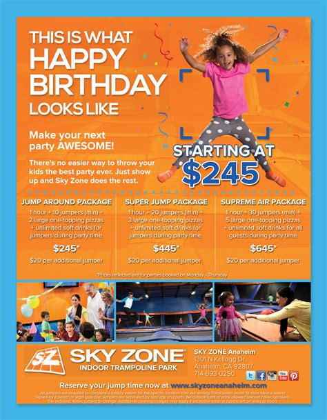 Sky Zone Birthday Package Birthday Pwl
