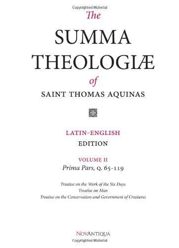 The Summa Theologiae Of St Thomas Aquinas Latin English Edition Prima Pars Q 65 119 Volume